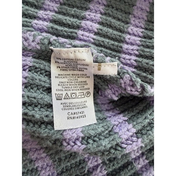 Ann Taylor Womens L Teal Purple Striped Pullover Turtleneck Sweater - Picture 4 of 8